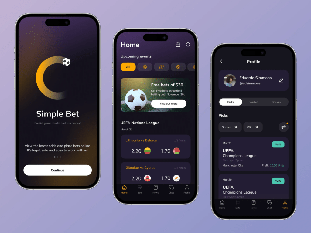 Mobile betting app interface showcasing user experience performance and live betting features