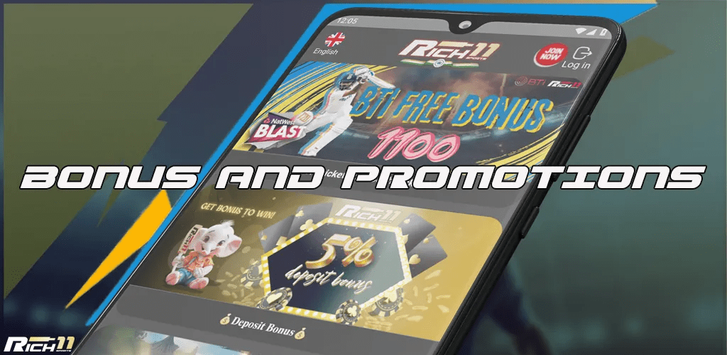 Mobile view of Rich11 bonuses with clear wagering conditions