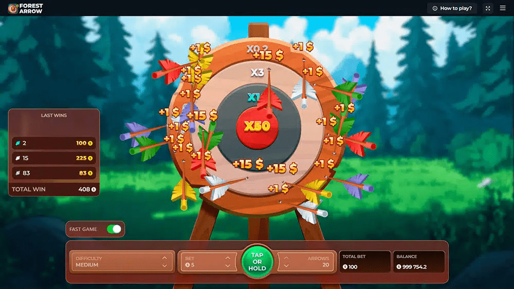 Forest Arrow Game result summary screen showing clear outcomes after each arrow