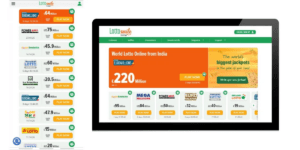 LottoSmile international lottery platform interface showing ticket access and global draw options